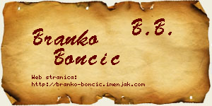 Branko Bončić vizit kartica